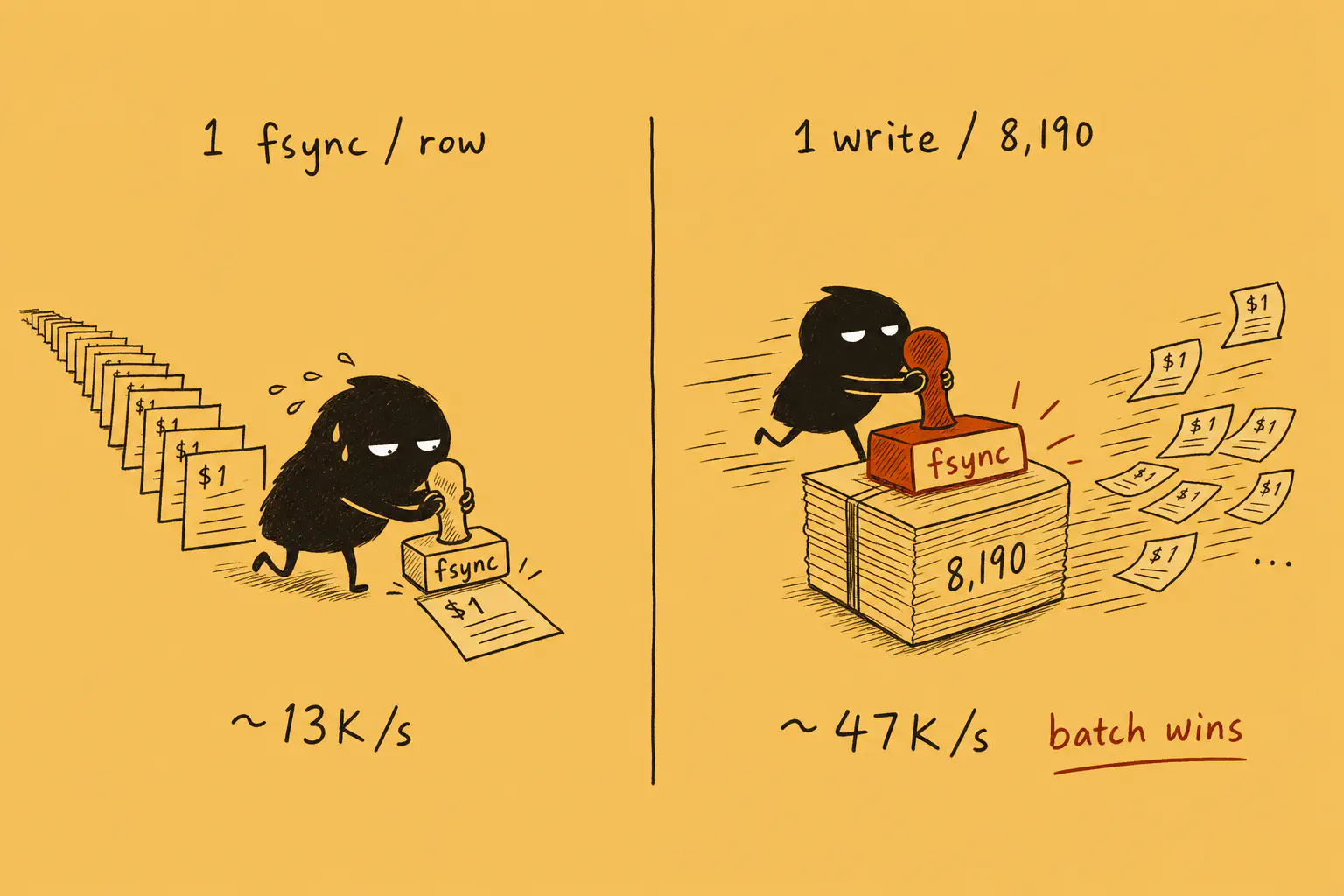Xiaohei stamping an endless torrent of payment slips while a counter rolls to one billion per day